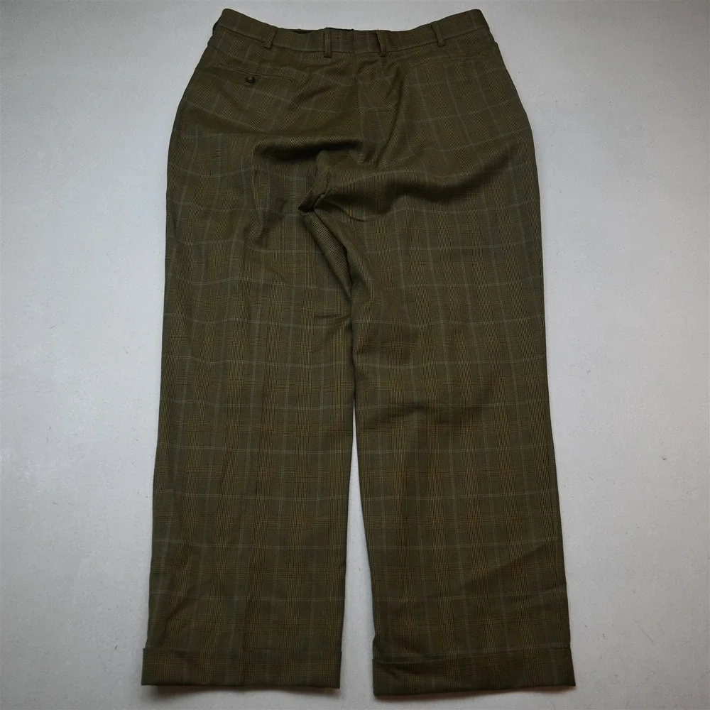 Jos A Bank 44R 36x30 Brown Glenn Check 100% Wool Mens Jacket Pants Suit
